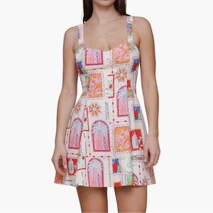 Avec Les Filles Pink and Orange Sleeveless Sundress